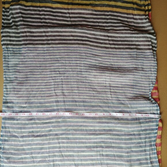 4/$20 Lightweight infinity scarf blue red yellow black white stripes - Picture 7 of 9